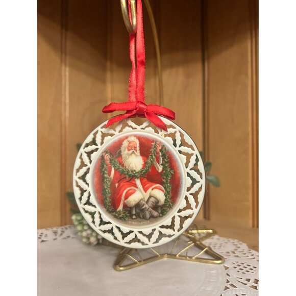 Vintage Lenox Porcelain Santa Portrait Series Collectible Ornament Garland Red R - Picture 1 of 4